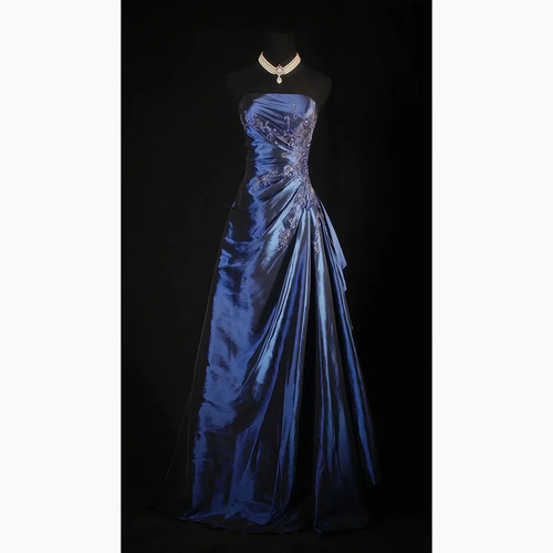 Abiti donna blu fiori taffetà